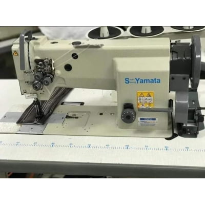 Máquina de costura reta industrial transporte triplo 2 agulhas Yamata